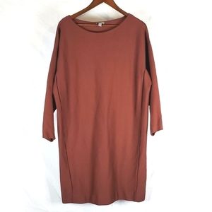 COS Copper Brown Long Sleeve Midi Shift Dress
